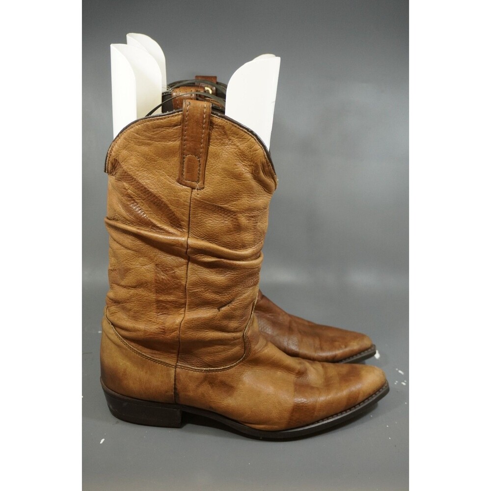 Vintage Dingo Mens 9.5 D Slouch Cowboy Boots Leather Brown Western USA